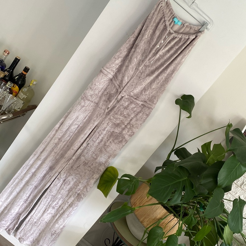 MELISSA ODABASH bandeau jumpsuit velour terry cloth S
